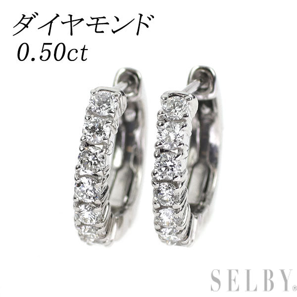 Pt900 ダイヤモンド ピアス 0.50ct フープ