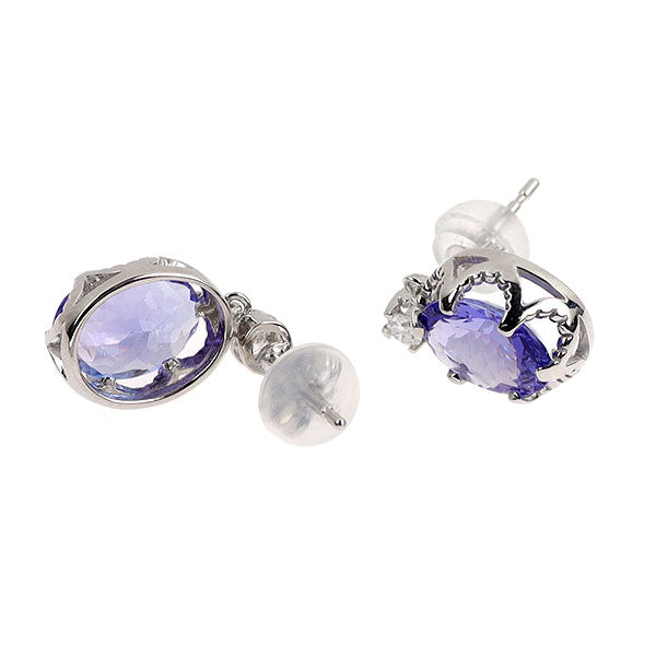 K18WG タンザナイト ダイヤモンド ピアス 2.10ct D0.06ct