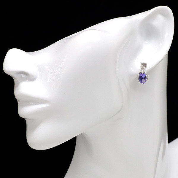 K18WG タンザナイト ダイヤモンド ピアス 2.10ct D0.06ct