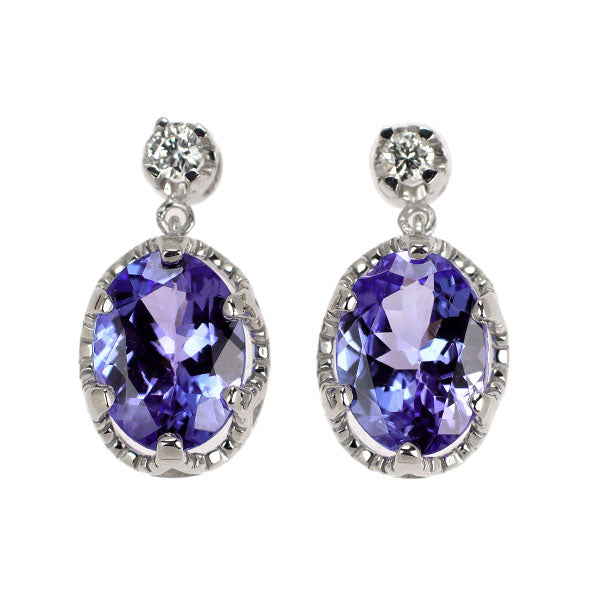 K18WG タンザナイト ダイヤモンド ピアス 2.10ct D0.06ct