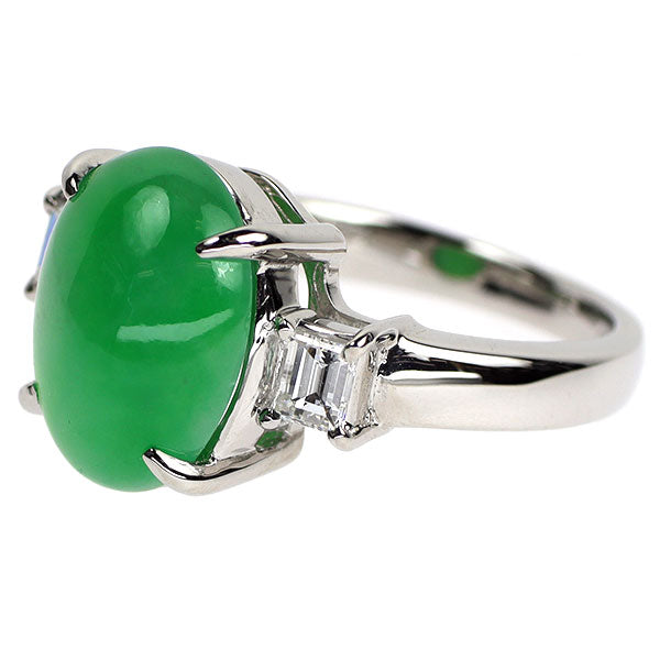 Pt900 翡翠 ダイヤモンド リング 5.37ct D0.34ct