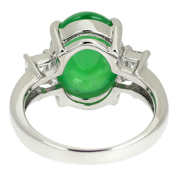 Pt900 翡翠 ダイヤモンド リング 5.37ct D0.34ct