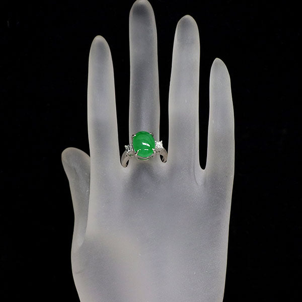 Pt900 翡翠 ダイヤモンド リング 5.37ct D0.34ct