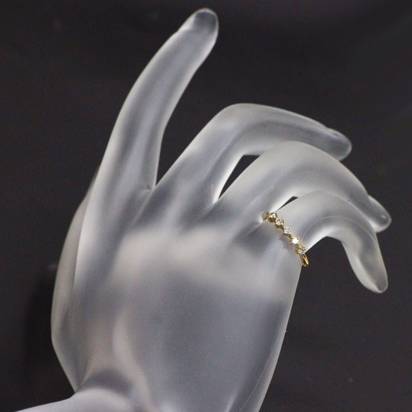 アーカー K18YG ダイヤモンド リング 0.09ct ピンキー 一文字