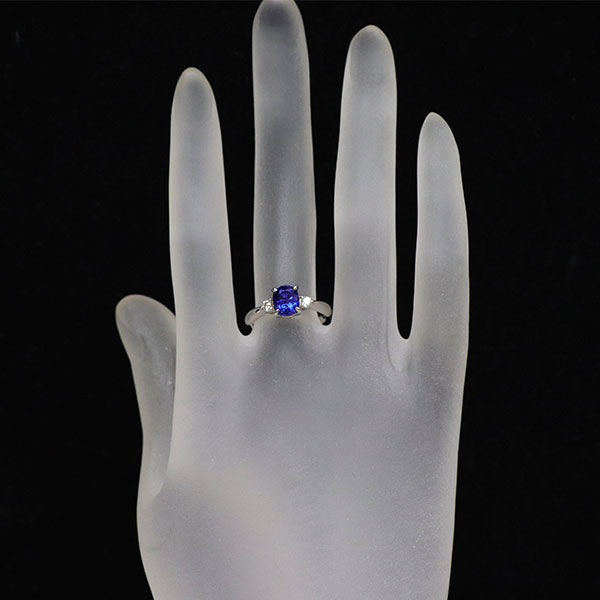 Pt900 サファイア ダイヤモンド リング 1.63ct D0.14ct