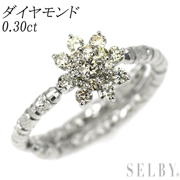 Pt999 ダイヤモンド リング 0.30ct 形状記憶 フラワー