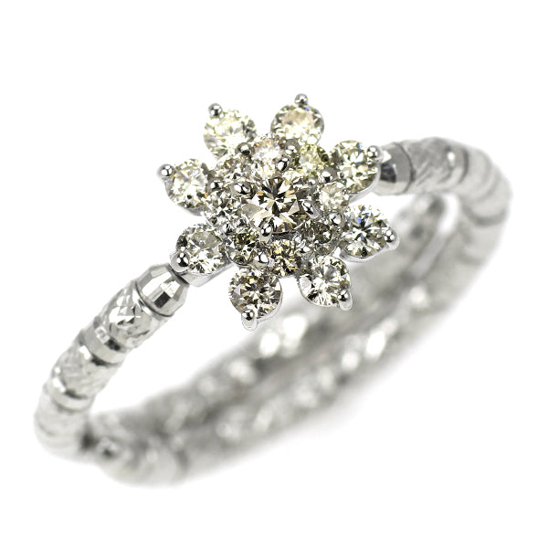 Pt999 ダイヤモンド リング 0.30ct 形状記憶 フラワー