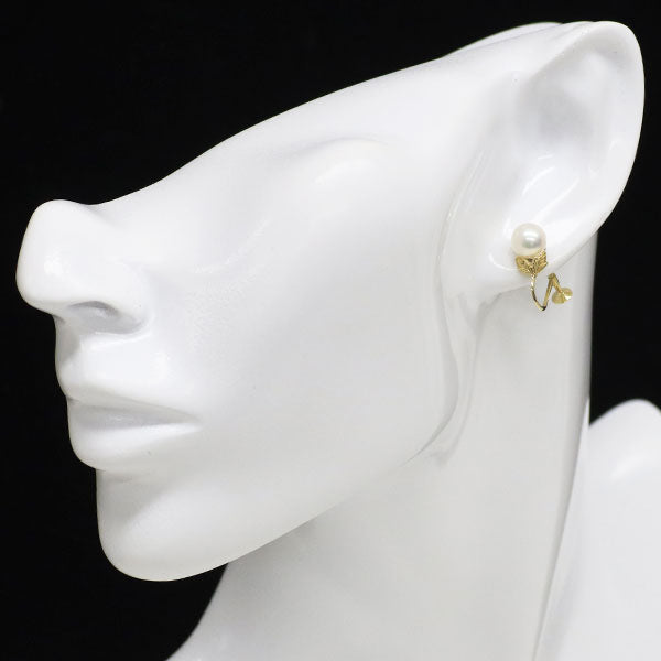 ミキモト K14YG アコヤ 真珠/パール イヤリング 径約6.8mm  植物
