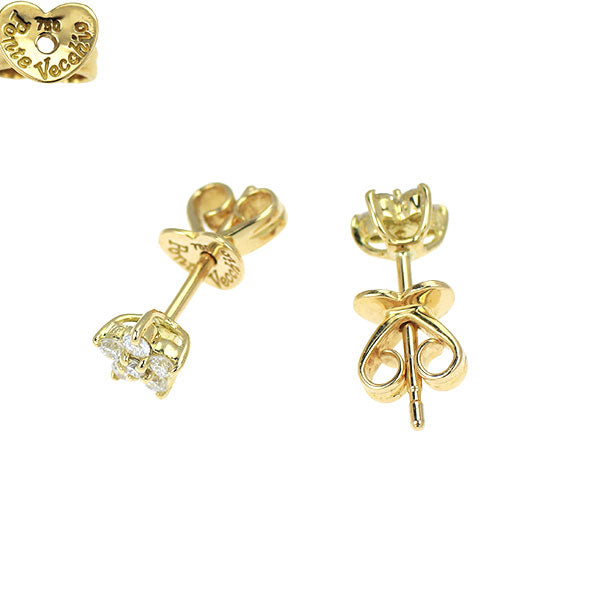ポンテヴェキオ K18YG ダイヤモンド ピアス 0.17ct フラワー