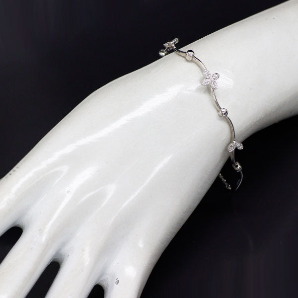ヴァンドーム青山 K18WG ダイヤモンド ブレスレット 0.11ct 植物 フラワー