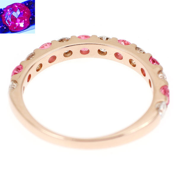 K18PG ピンクスピネル H&Cダイヤモンド リング 0.55ct D0.61ct ハーフエタニティ