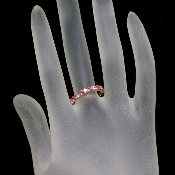 K18PG ピンクスピネル H&Cダイヤモンド リング 0.55ct D0.61ct ハーフエタニティ