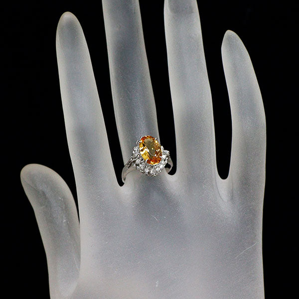 Pt900 トパーズ ダイヤモンド リング 2.31ct D0.28ct