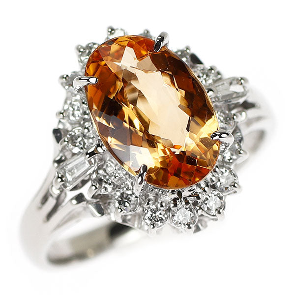 Pt900 トパーズ ダイヤモンド リング 2.31ct D0.28ct