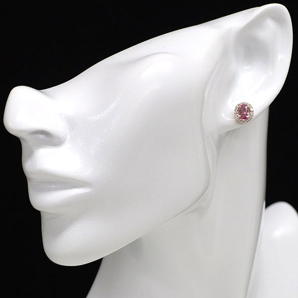 新品 希少 K18PG パパラチアサファイア ダイヤモンド ピアス 1.083ct D0.26ct 【エスコレ】