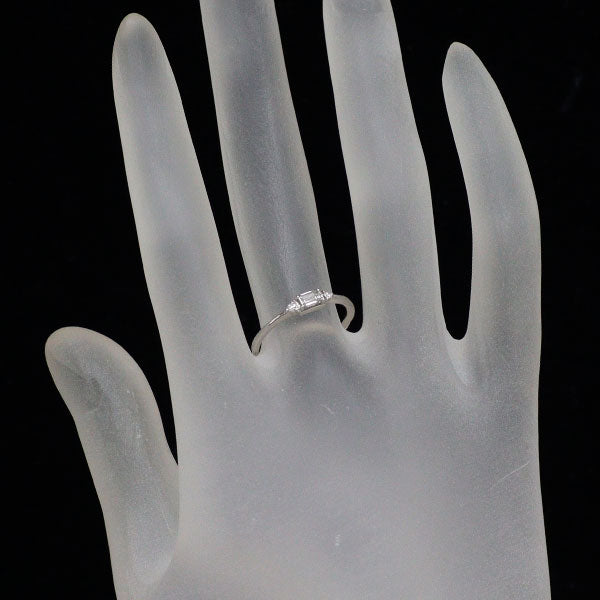 新品 Pt950 エメラルドカット 天然グレー ダイヤモンド リング 0.170ct VLYG VS1 D0.02ct【エスコレ】