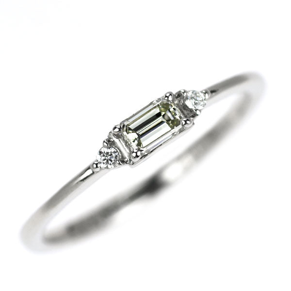 新品 Pt950 エメラルドカット 天然グレー ダイヤモンド リング 0.170ct VLYG VS1 D0.02ct【エスコレ】