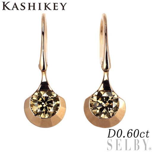 カシケイ K18BG ブラウン ダイヤモンド ピアス 0.60ct ドッツ