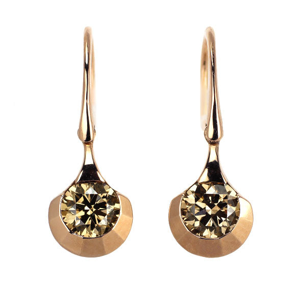 カシケイ K18BG ブラウン ダイヤモンド ピアス 0.60ct ドッツ