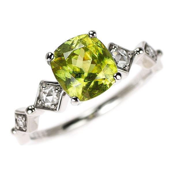 Pt950 スフェーン ダイヤモンド リング 1.35ct D0.10ct