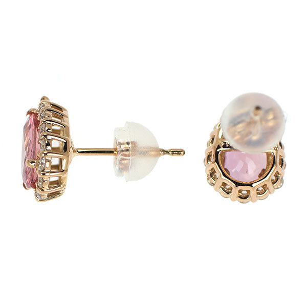 新品 希少 K18PG パパラチアサファイア ダイヤモンド ピアス 1.355ct D0.28ct 【エスコレ】