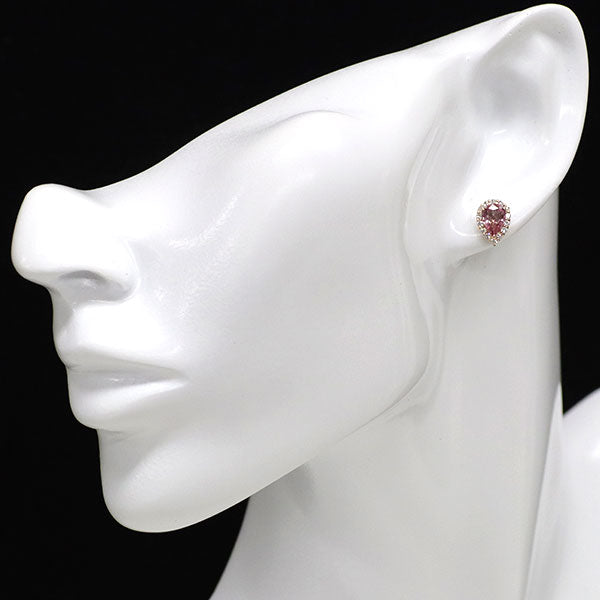 新品 希少 K18PG パパラチアサファイア ダイヤモンド ピアス 1.355ct D0.28ct 【エスコレ】