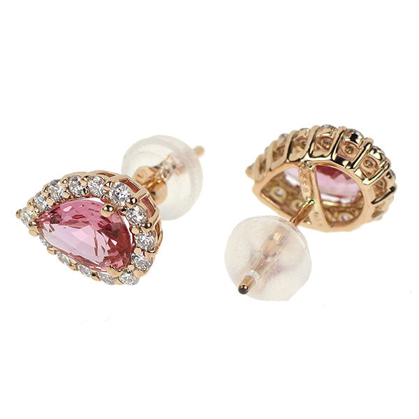 新品 希少 K18PG パパラチアサファイア ダイヤモンド ピアス 1.189ct D0.28ct 【エスコレ】