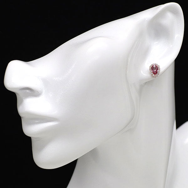 新品 希少 K18PG パパラチアサファイア ダイヤモンド ピアス 1.189ct D0.28ct 【エスコレ】