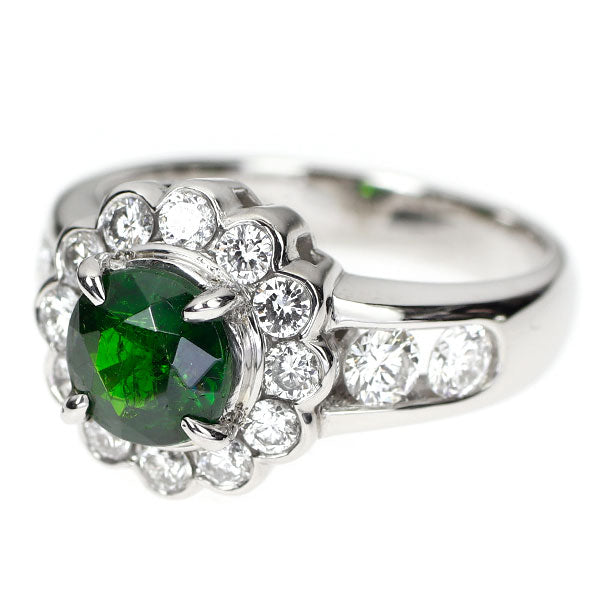 Pt900 デマントイド ガーネット ダイヤモンド リング 1.180ct D1.34ct