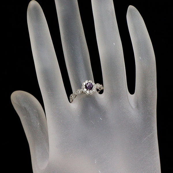 Pt950 パープルスピネル ダイヤモンド リング 0.38ct D0.28ct