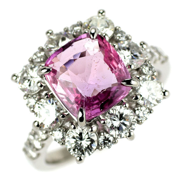 Pt950 ピンクサファイア ダイヤモンド リング 2.89ct D1.85ct
