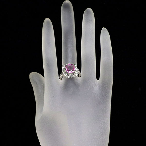 Pt950 ピンクサファイア ダイヤモンド リング 2.89ct D1.85ct