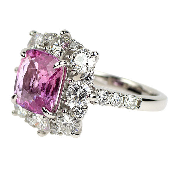 Pt950 ピンクサファイア ダイヤモンド リング 2.89ct D1.85ct