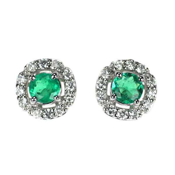 Pt900 エメラルド ダイヤモンド ピアス 0.56ct D0.52ct