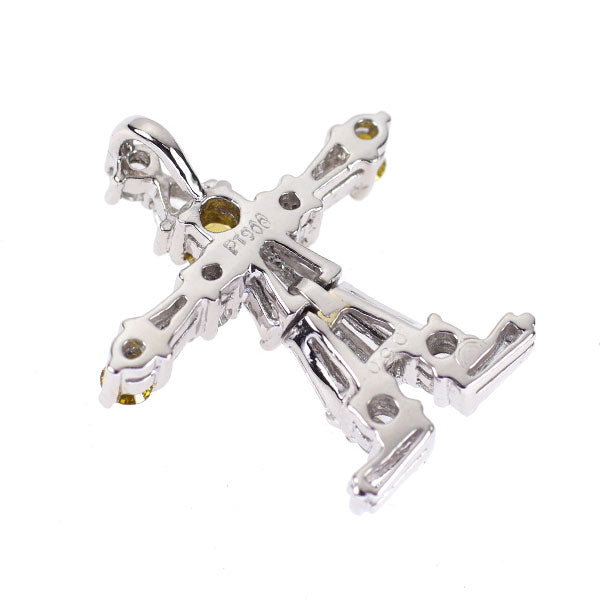 Pt900 カラーレス/トリートイエロー ダイヤモンド ペンダントトップ 0.90ct