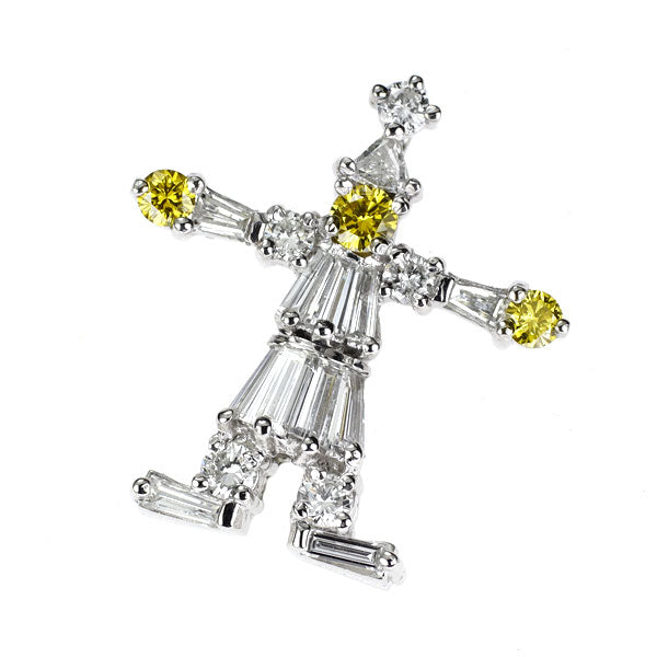 Pt900 カラーレス/トリートイエロー ダイヤモンド ペンダントトップ 0.90ct