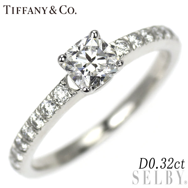 ティファニー Pt950 クッションカット ダイヤモンド リング 0.32ct