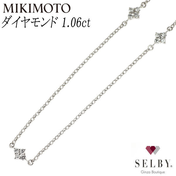ミキモト K18WG ダイヤモンド ステーション ネックレス 1.06ct 70cm 《セルビー銀座店》【中古】