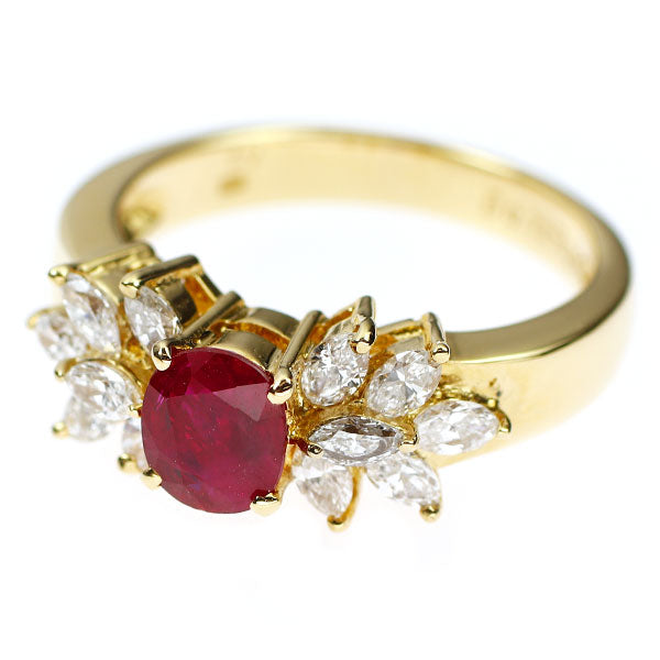 ポンテヴェキオ K18YG ルビー ダイヤモンド リング 0.82ct 0.72ct