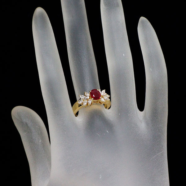 ポンテヴェキオ K18YG ルビー ダイヤモンド リング 0.82ct 0.72ct
