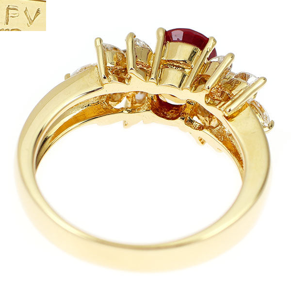 ポンテヴェキオ K18YG ルビー ダイヤモンド リング 0.82ct 0.72ct