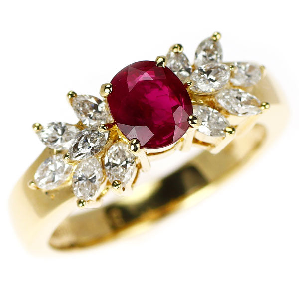 ポンテヴェキオ K18YG ルビー ダイヤモンド リング 0.82ct 0.72ct