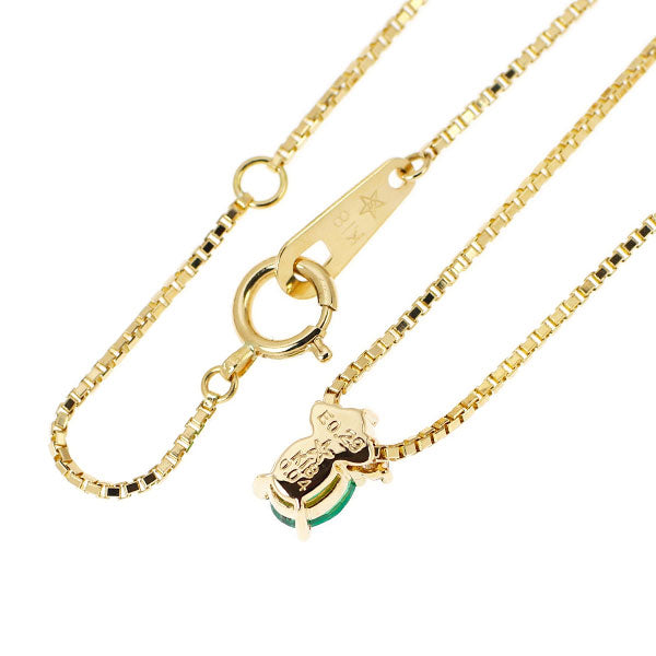 GINZA TANAKA K18YG エメラルド ダイヤモンド ペンダントネックレス 0.29ct 0.04ct