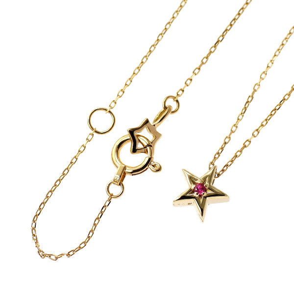 wish upon a star K18YG ダイヤモンド ルビー ペンダントネックレス 0.091ct スター 星 リバーシブル