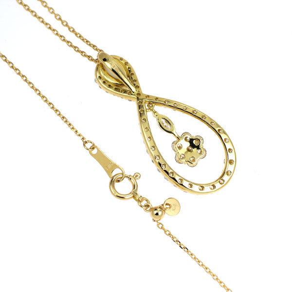 K18YG ホワイトカルセドニー ダイヤモンド ペンダントネックレス D0.86ct