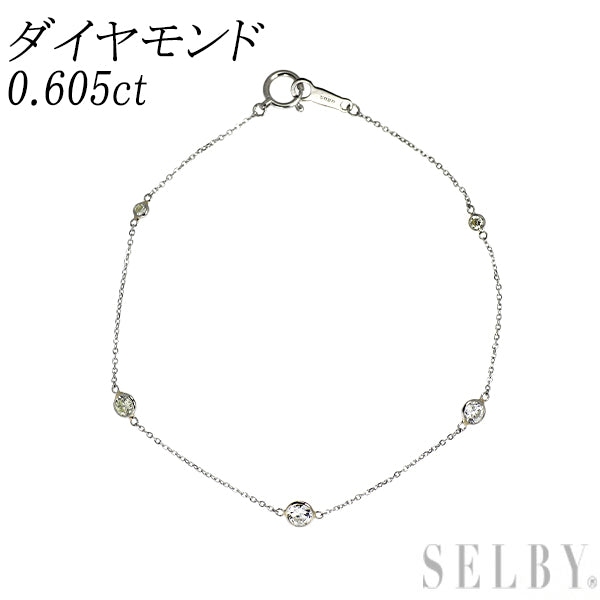 Pt850 ダイヤモンド ステーション ブレスレット 0.605ct