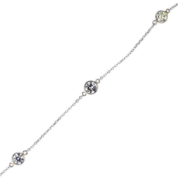 Pt850 ダイヤモンド ステーション ブレスレット 0.605ct