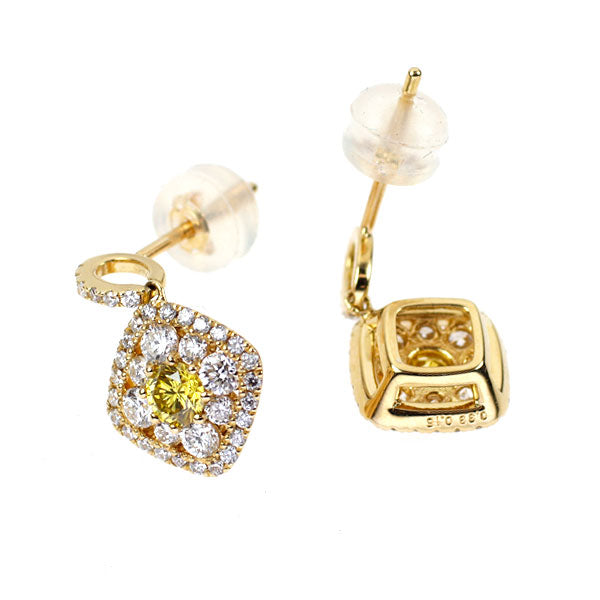 K18YG トリートイエロー/ カラーレス ダイヤモンド ピアス 0.30ct D0.66ct