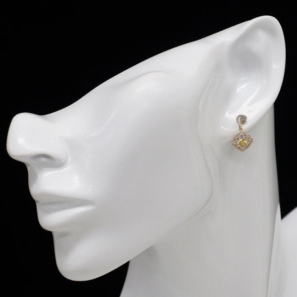 K18YG トリートイエロー/ カラーレス ダイヤモンド ピアス 0.30ct D0.66ct