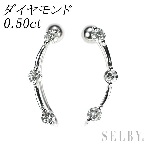K18WG ダイヤモンド イヤリング/ イヤーカフ 0.50ct